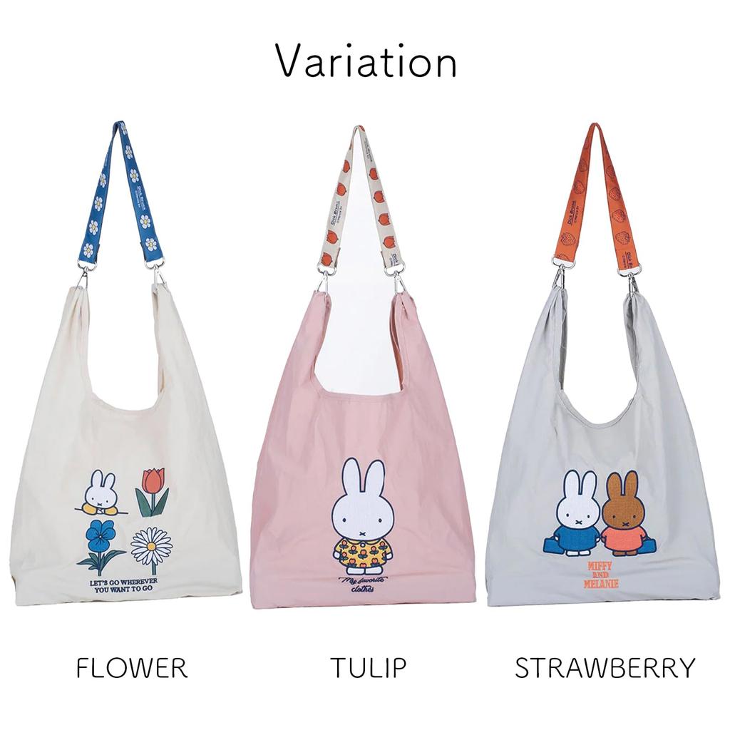 Miffy Tote Bag [Shopper Bag with Strap] 2-Way Handbag, Shoulder Bag, Sub-Bag, Eco Bag, Foldable, Lightweight, Strawberry