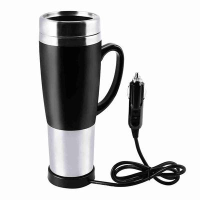 12V Electric Water Insulated Car Mug Travel Heating Cup Kettle for Hot Coffee Milk Tea(Black)