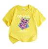 Kids Boys Girls 100% Cotton O-neck Short Sleeve T-shirt, Cute Pink Alien Character Ohana Print Casual Soft Tee for Daily Wear Summer Comfortable Tops