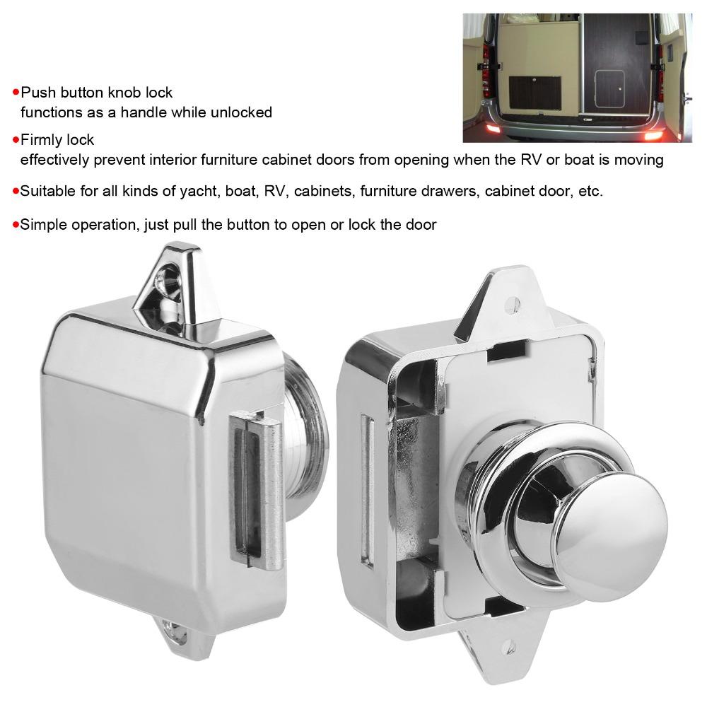 5pcs Home Yachts Silver Push Button Lock Zinc Alloy ABS Cabinet Drawer Latch Push Button Latch Cupboard Locks Boat Use