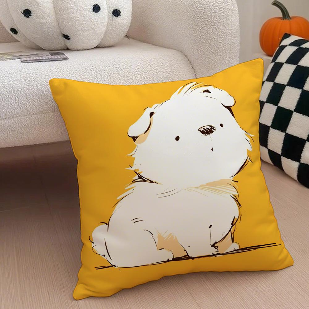 Cute And Adorable Puppy Cushion Cover Linen Pillow Case Soft Breathable Protective Couch Room Decoration