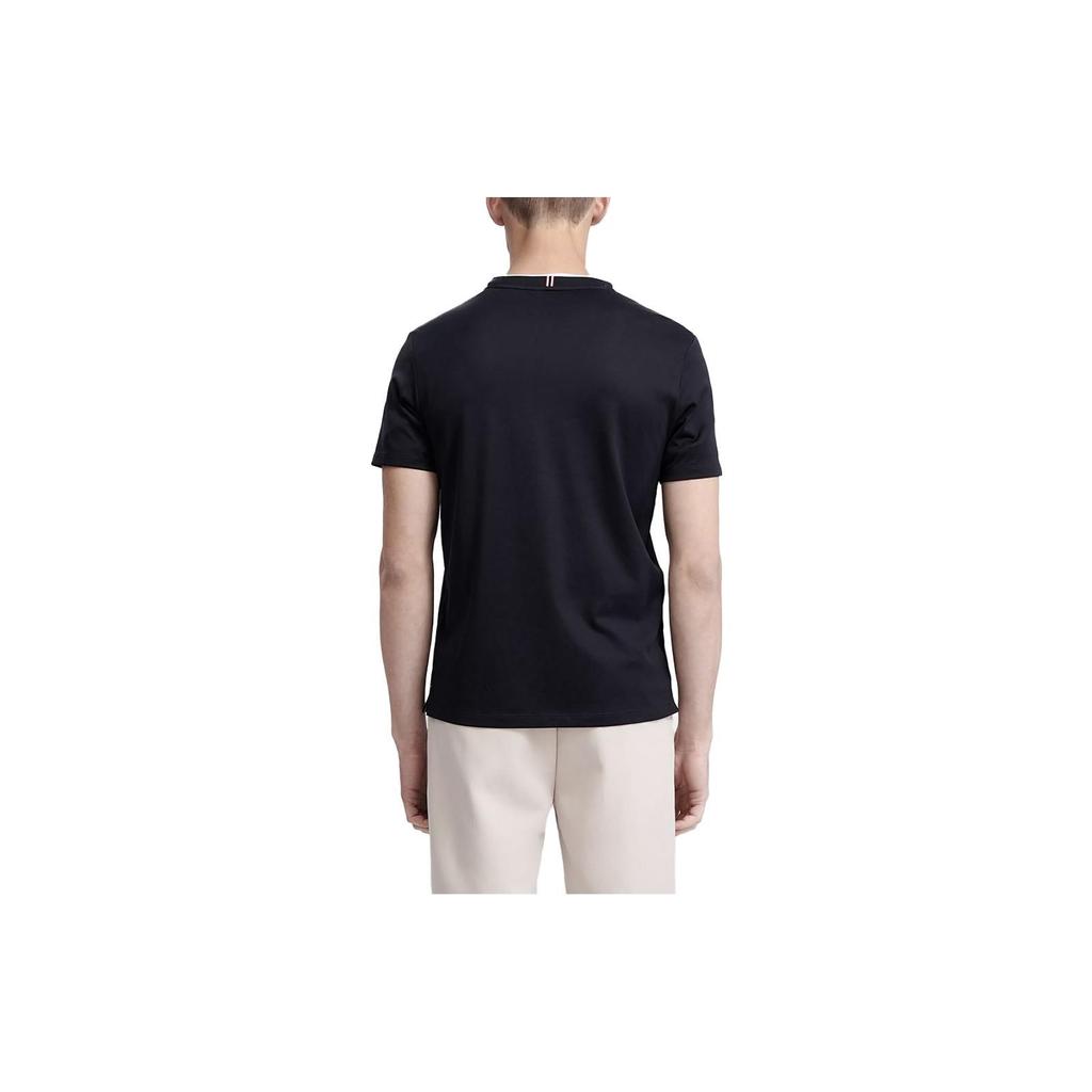 FILA Embroidered Logo Print Casual Round Neck Short Sleeve T-Shirt Men Tops Legendary-Blue F11M321113FNV