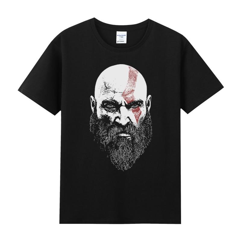 Loose Cotton Round Neck Short-sleeved T-shirt Men's PS4 Game God of War Kuiye Theme Printed Peripheral Clothes