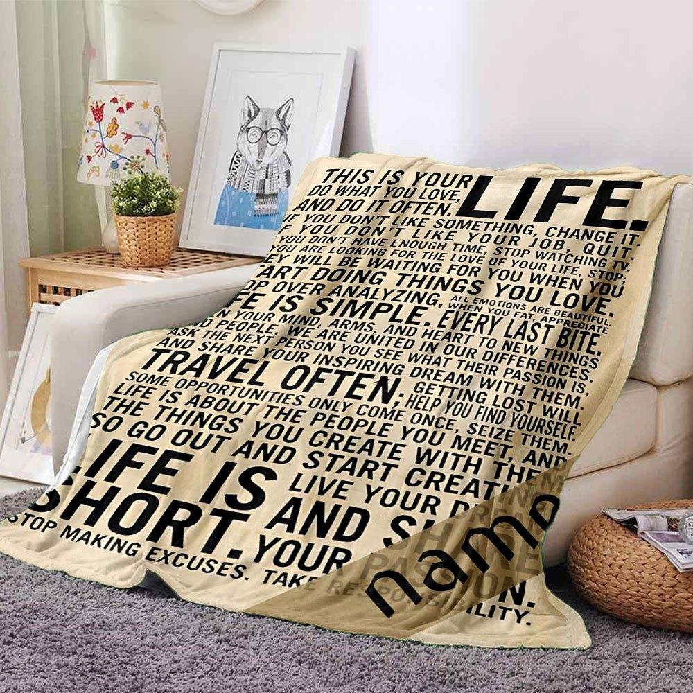Life Is Short Live Fully Cozy Customizable Blanket Personalized Name Soft Warm Cozy Great For Sofa Couch Office Bed Picnics All Season Use Modern