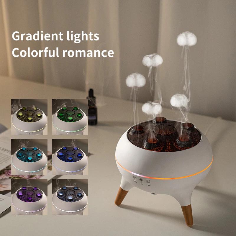 Dynamische Kwallen Aroma Diffuser, Geluidsgeactiveerde Mist, Kleurrijke Lichten, Afstandsbediening, 2 Timers voor Huis Kantoor