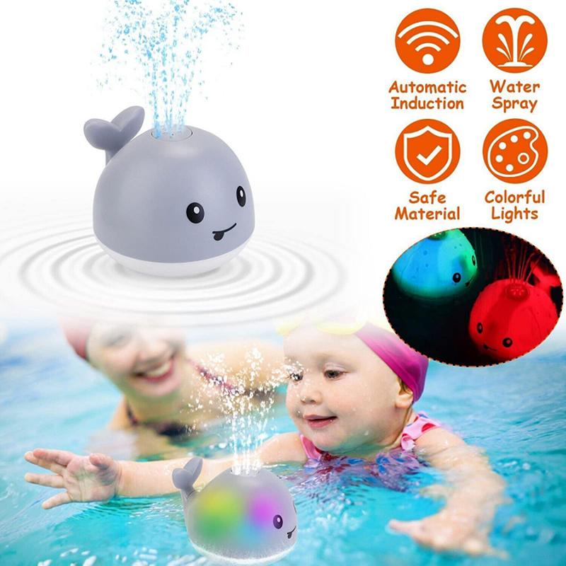 Non-Toxic Baby Light Up Bath Toys Whale Automatic Sprinkler Bathtub Toys Pool Bathroom Shower Bath Toys For Toddlers Infant Kids Children Gift