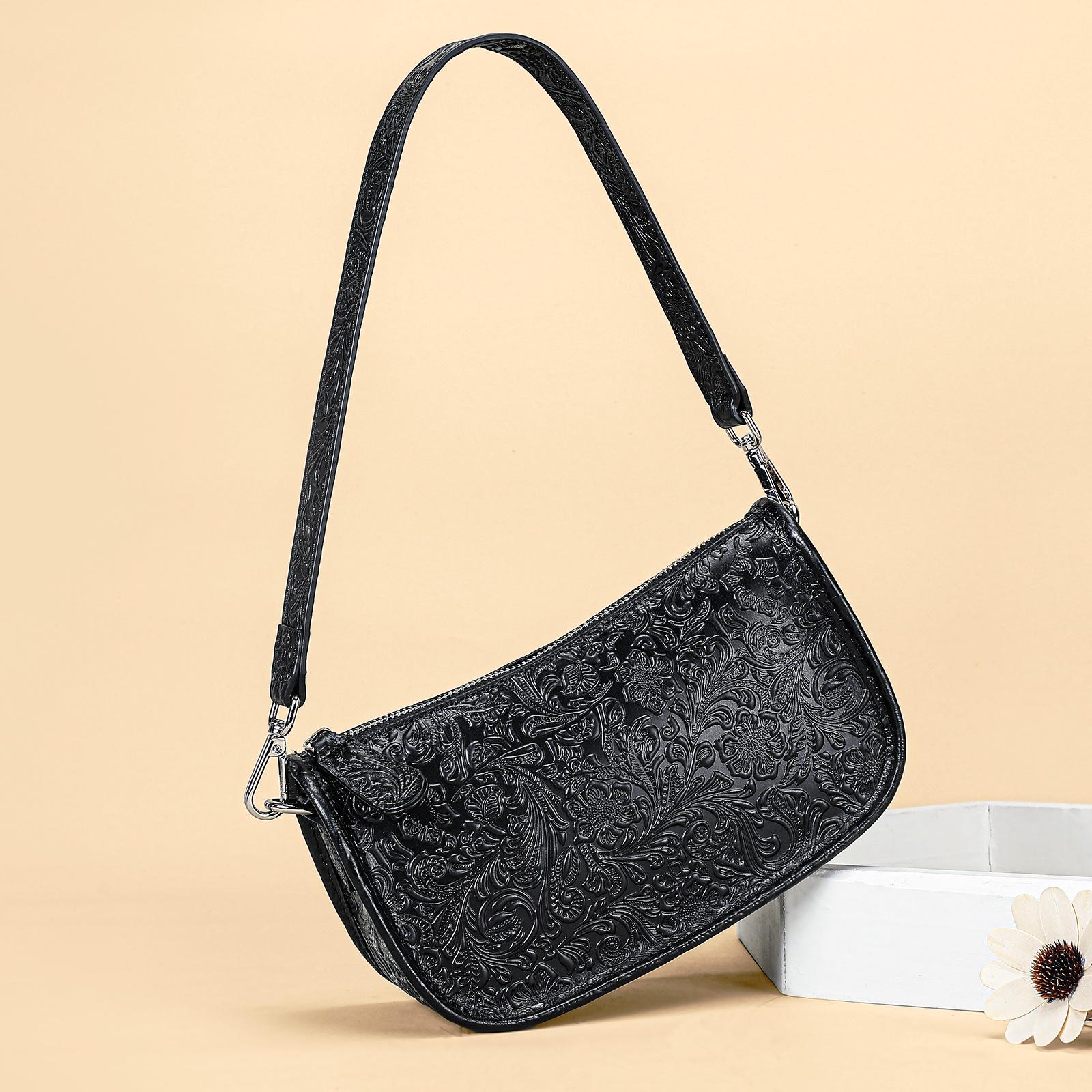 

Модная женская сумка на одно плечо из натуральной кожи, сумка через плечо из коровьей кожи в стиле ретро с широким плечом One Size чёрный