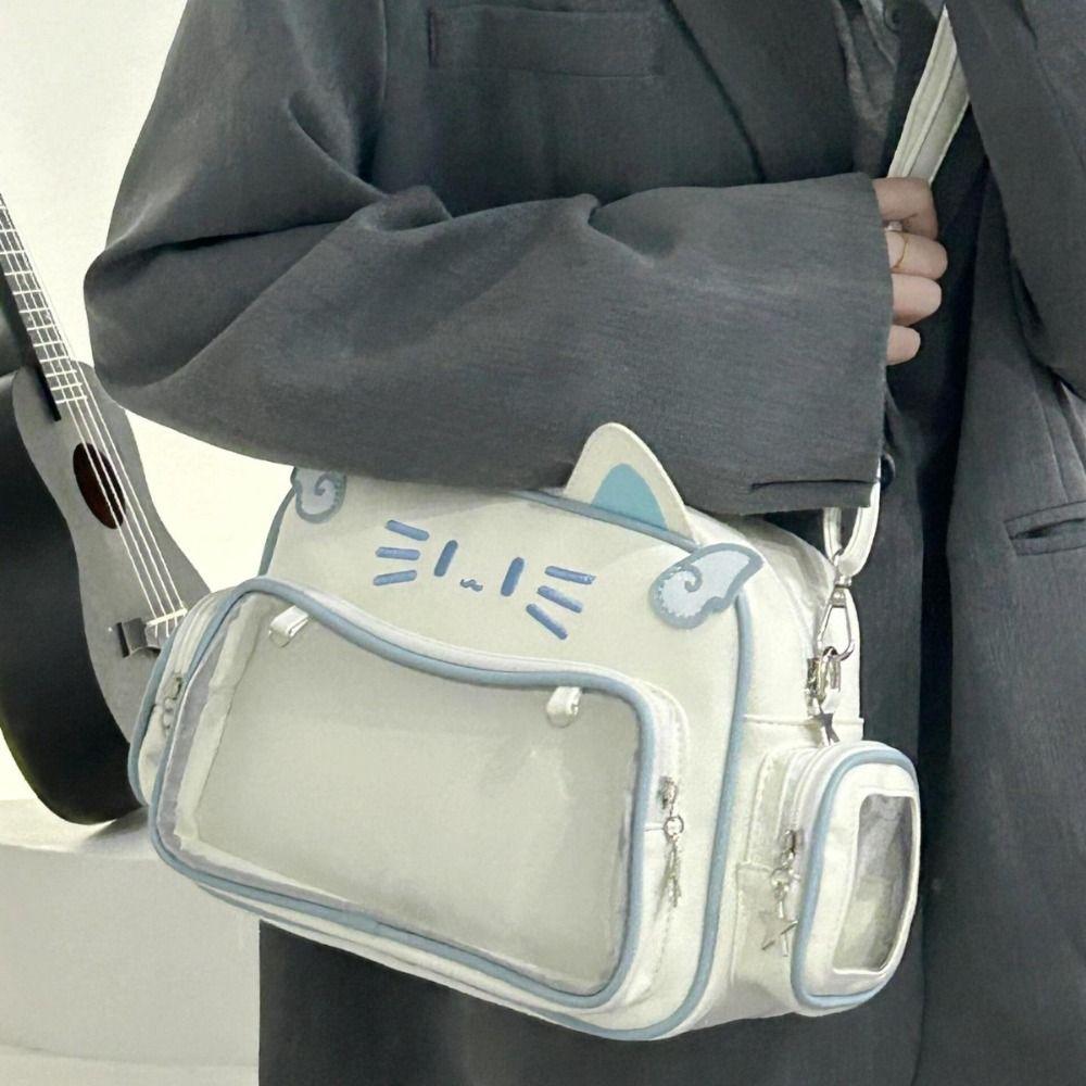 Preppy Style Cute Cat Itabag JK Kawaii Y2K Shoulder Bag Creative Transparent Pocket Bag  Outdoor