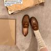 Zweites Haar! Su Yinyin gleiche Schuhe Britischer Retro Gold Schnalle Rindsleder Slipper Einzelne Schuhe Damen Kleine Lederschuhe Herbst