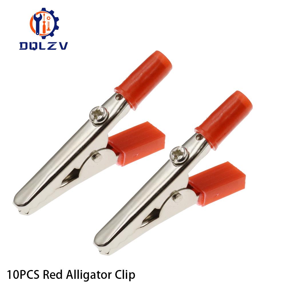 10PCS 50mm Plastic Handle Test Probe Metal Alligator Clips Connector Connect Socket Plug for Battery 4MM Banana Plug