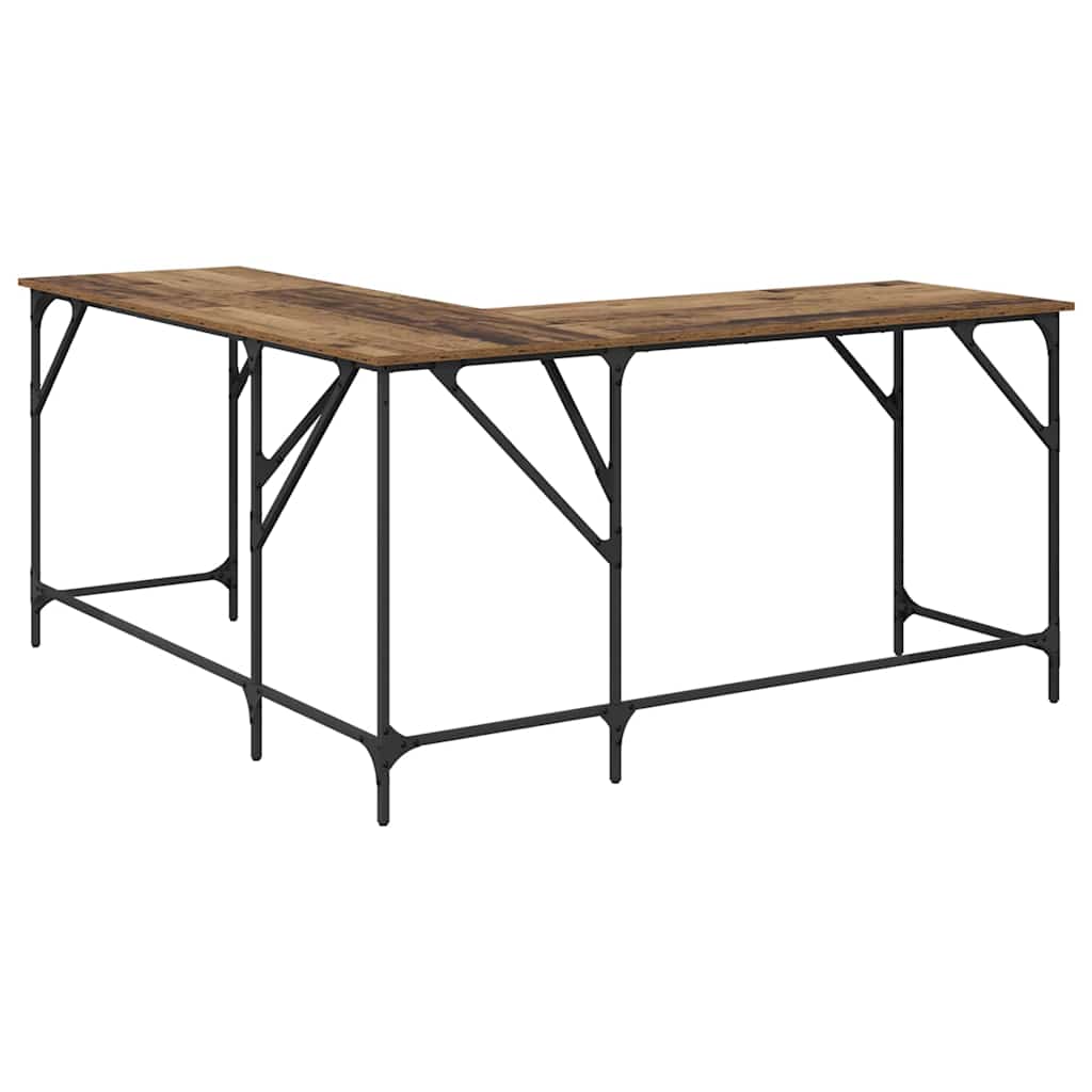 L Shaped Corner Desk Reclaimed Wood Look 149 x 149 x 75 cm Engineered Wood
