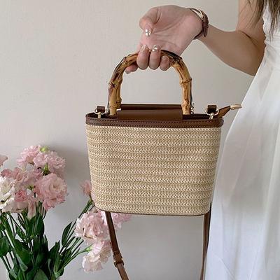 New Summer Niche Crossbody Bag Knitted Small Bag Women Texture Portable Straw Woven Bucket Bag Women