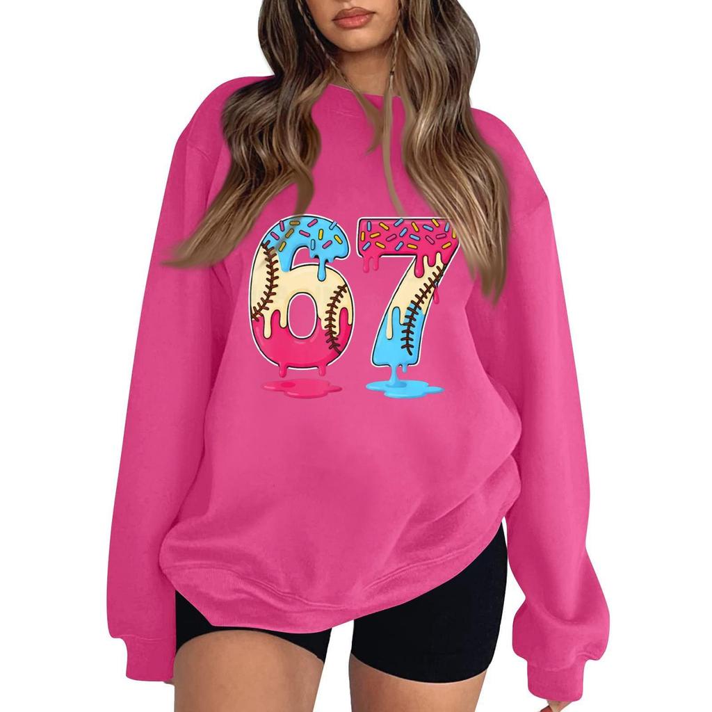 Women's Fashionable Casual Long-Sleeved Round-Neck Printed Pullover Sweatshirt