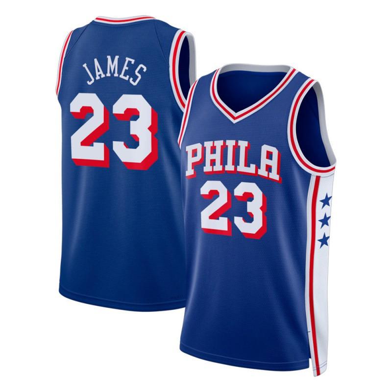 Mens Basketball Jersey Philadelphia 76ers LeBron James Style Embroidered Team Sport Shirt Winter Wear