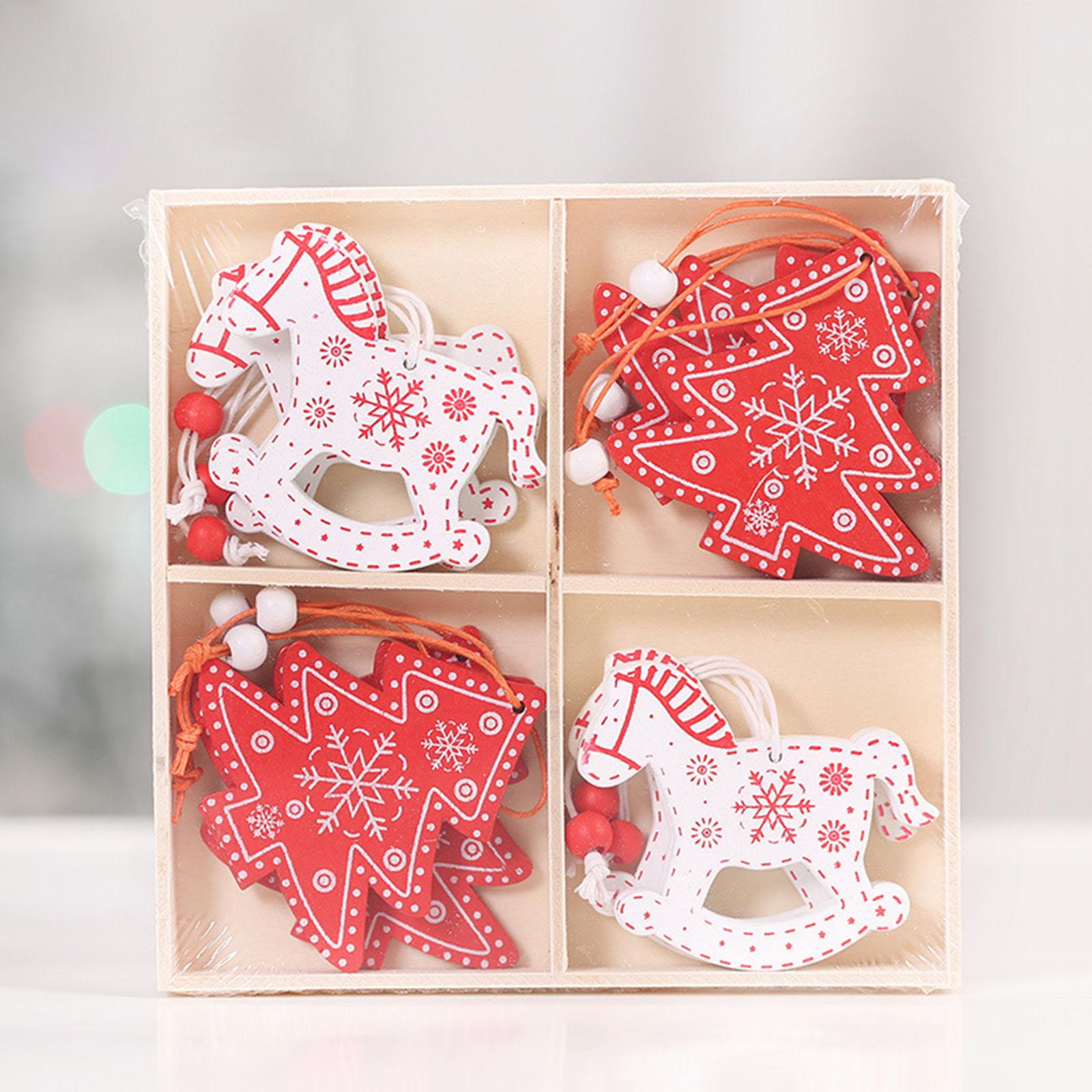 

12pcs Wooden Christmas Ornaments for ing Decorations Wood with Straps for Kids Christmas Craft Gift Toys