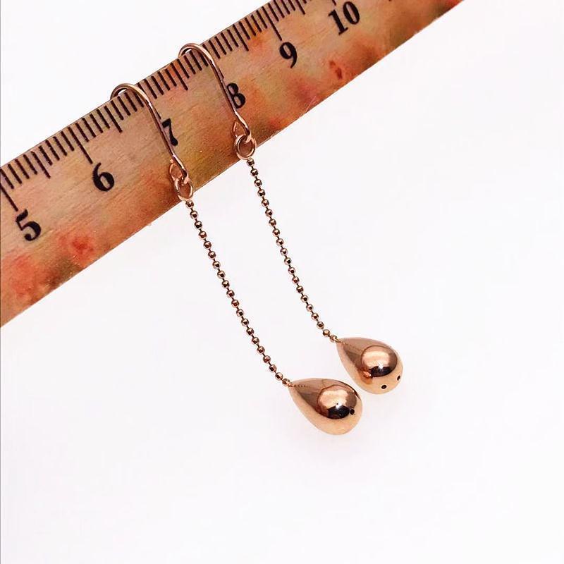 Purple Gold-Plated Rose Gold Glossy Water Drop Earrings Simple Fashion Temperament Cold Wind Rose Gold Ear Hooks