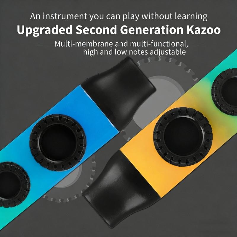 Easy to Playing ABS Construction Kazoo with Double Membrane Design Ideal for Beginners Children and Family Activity