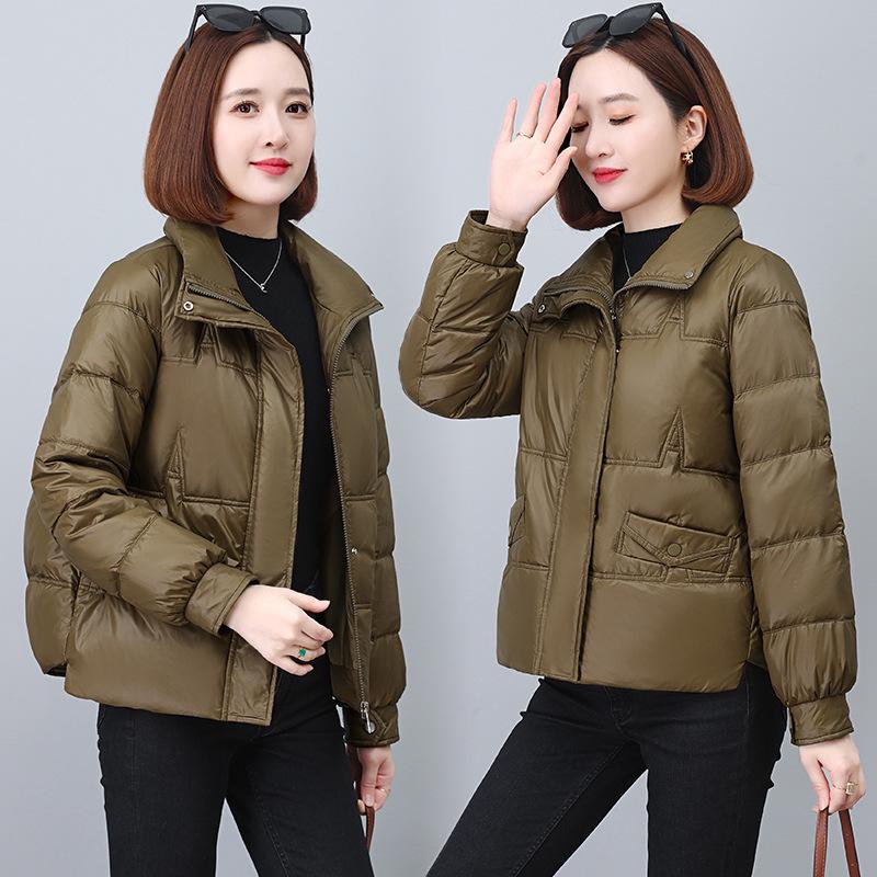 Women's 2024 Winter Korean Style Stand-Up Collar Plus Size Warm Down Jacket for Middle-Aged and Elderly