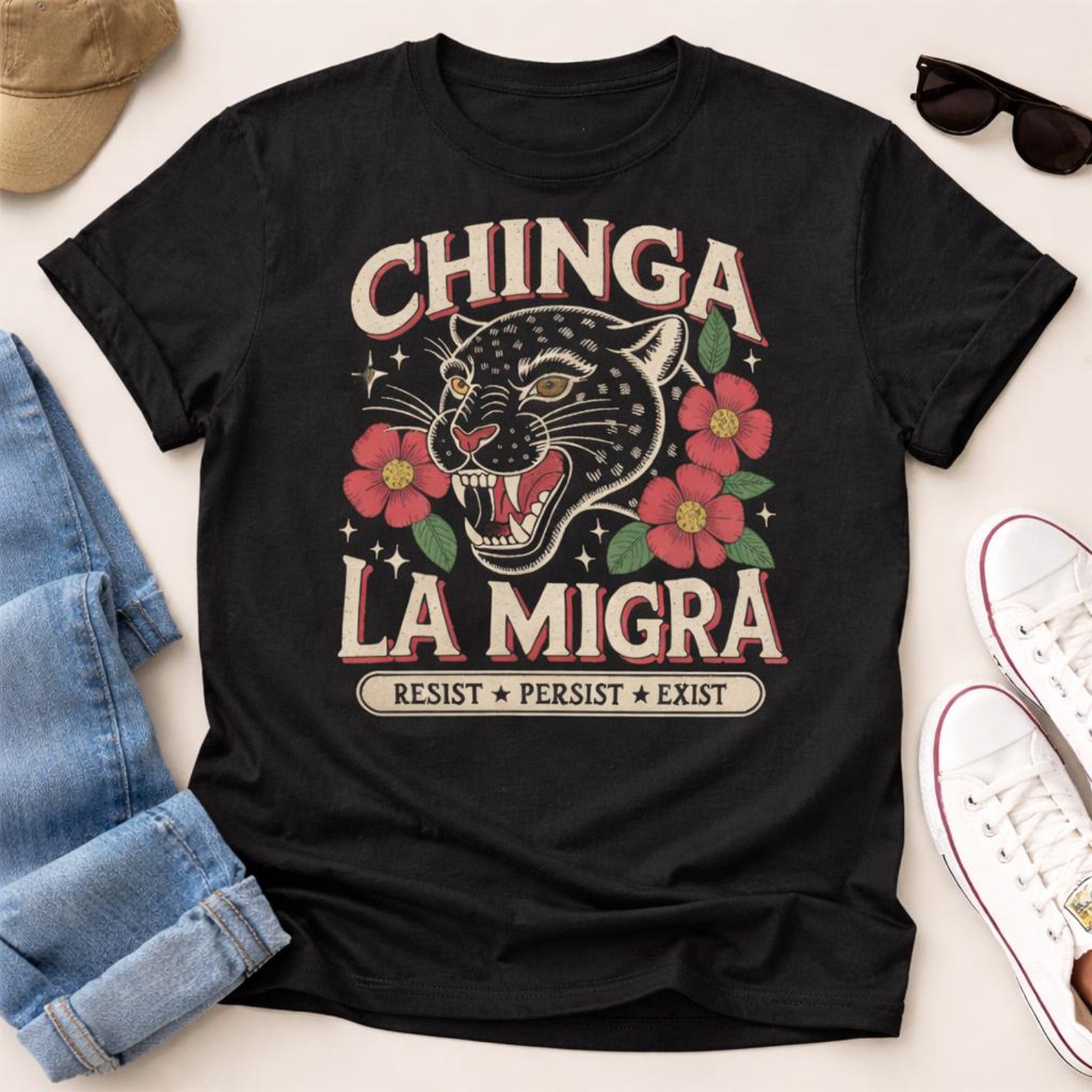 Chinga La Migra T-Shirt, Abolish Ice, Latino Protest Tee 3XL