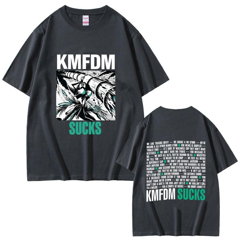 Hot Rock Band Kmfdm Sucks Graphic Tshirt Unisex Women Retro Gothic Punk Streetwear Male Fashion Casual Oversized Crewneck T Shirts