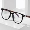 High-End Retro Anti-Blue Light Glasses with Wood Grain Legs and Myopia Plano Lenses