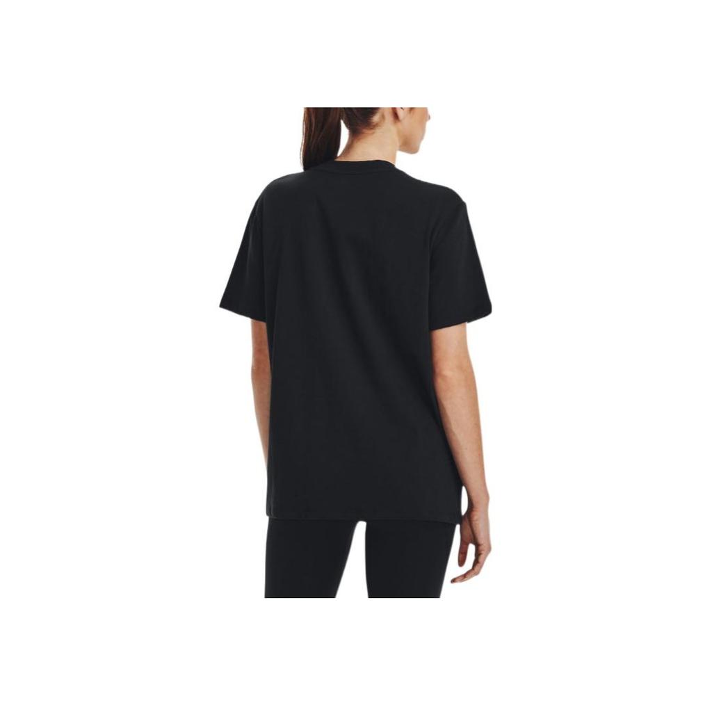 Under Armour Project Rock Graphic Print Blended Crew Neck Short Sleeve T-Shirt Women Tops Black 1377449-001