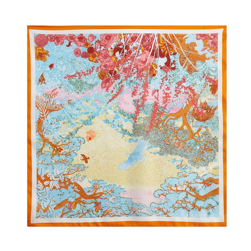 53Cm 100% mulberry silk square scarf classical printed small square scarf