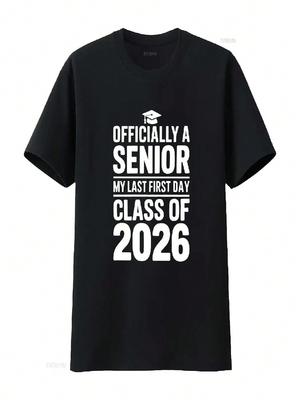 Officially A Senior My Last First Day 2026 T Shirt Class Of Seniors School Vintage Washed Fashion Unisex Breathable