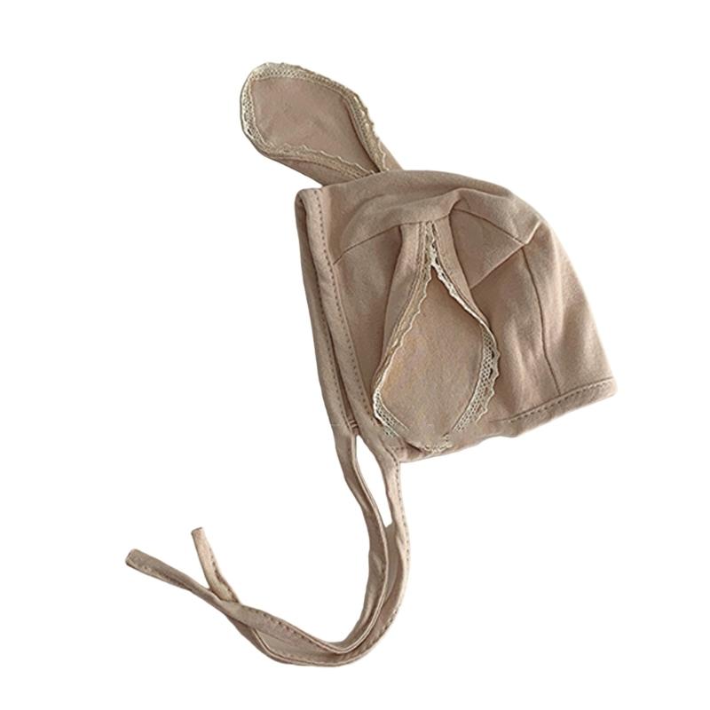 

Newborns Cotton Bonnet Hat with Earflaps and Chin Ties, Breathable Baby Fetal Caps Comfortable Toddlers Warm Hat бежевий