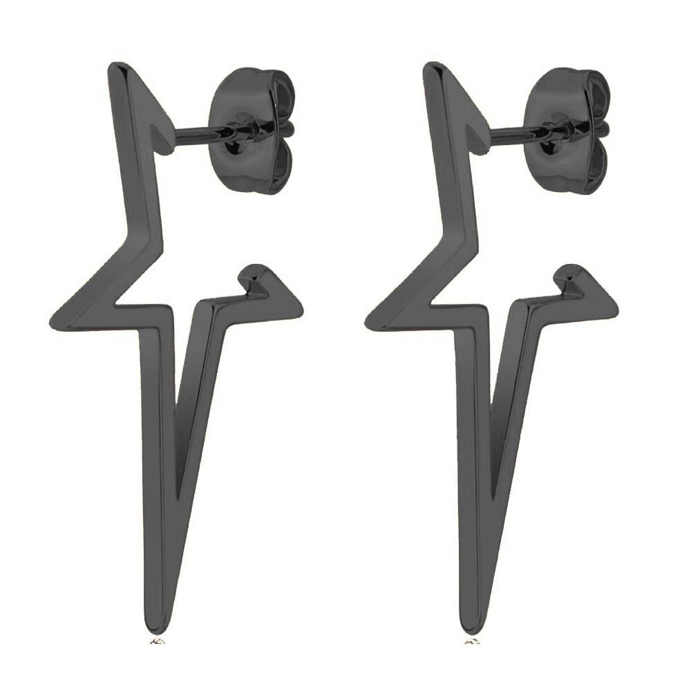 Unisex Stainless Steel Punk Stud Earrings for Men Women Black Geometry Star Cross Spike Skull Pendants Ear Jewelry Accessories