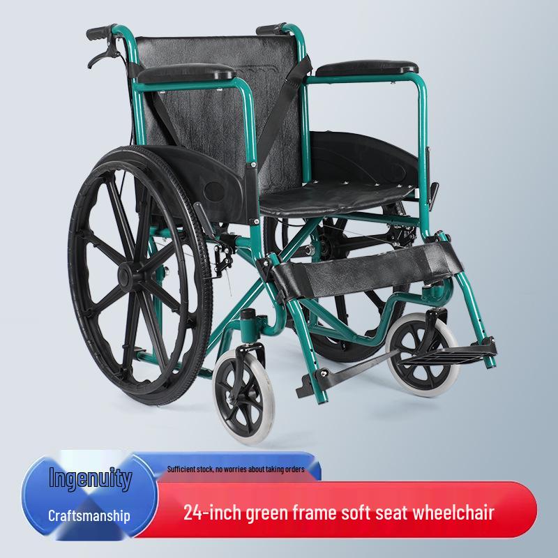 Lightweight Folding Manual Wheelchair - Carbon Steel for Elderly & Disabled