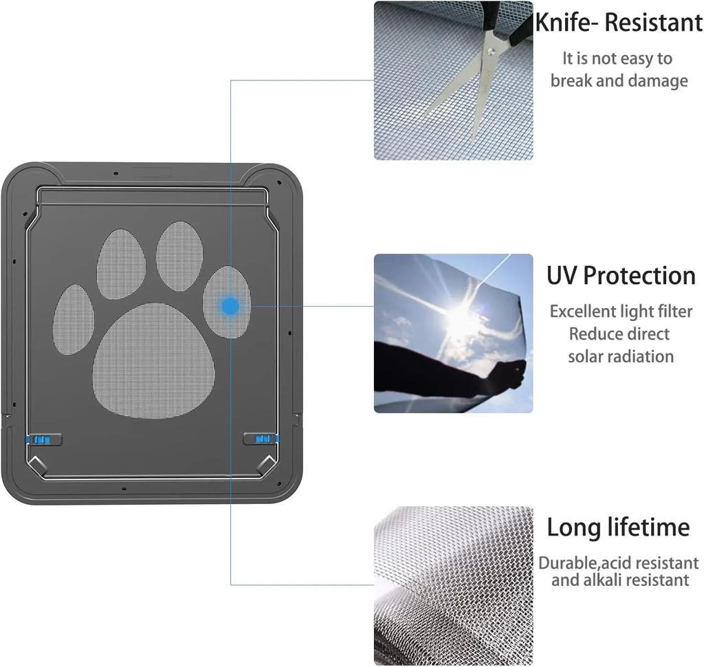 Petleso Dog Door Screen - Pet Door for Screen Dog Door Lockable for Small to Large Pets - Inner 12”×13.5” Black