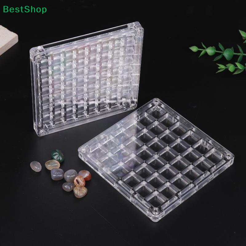 Clear Plastic Gem Storage Tray - Grid Organizer Box for Stones/Beads/DIY Craft Supplies (Stackable Design)