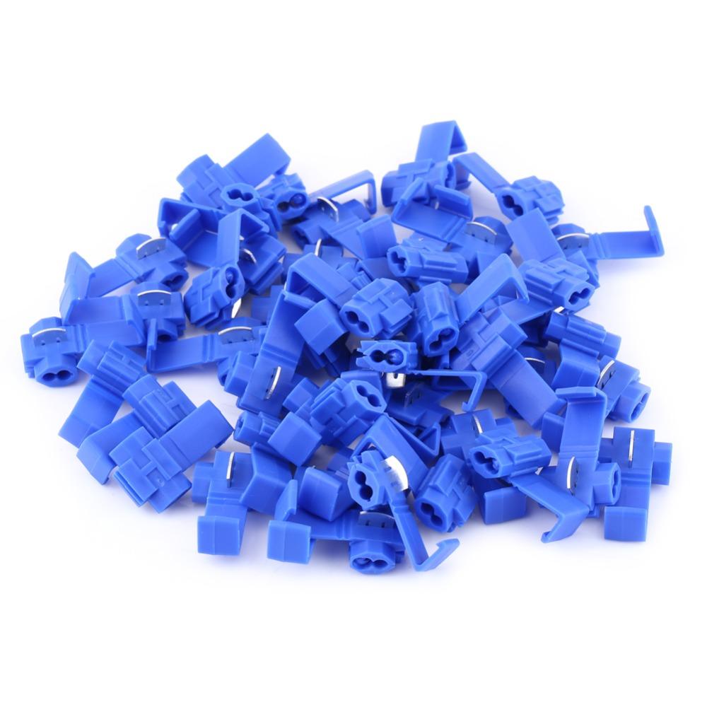 50PCS Lock Wire Electrical Cable Connectors 0.75 to 2.5mm² T-Tap Type Quick Splice Connectors Blue Insulation Displacement