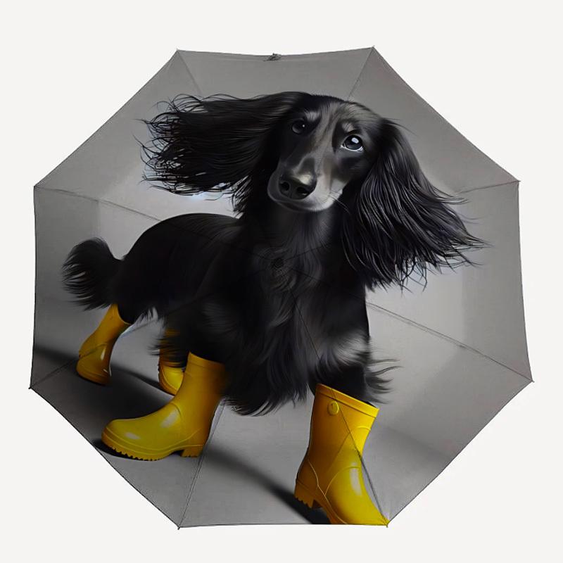 1pc Dachshund Rainboots Open/Close Folding Umbrella, All- Portable Umbrella for & Men, Stylish Accessory (Holiday Gift) 8-Rib yy251213180