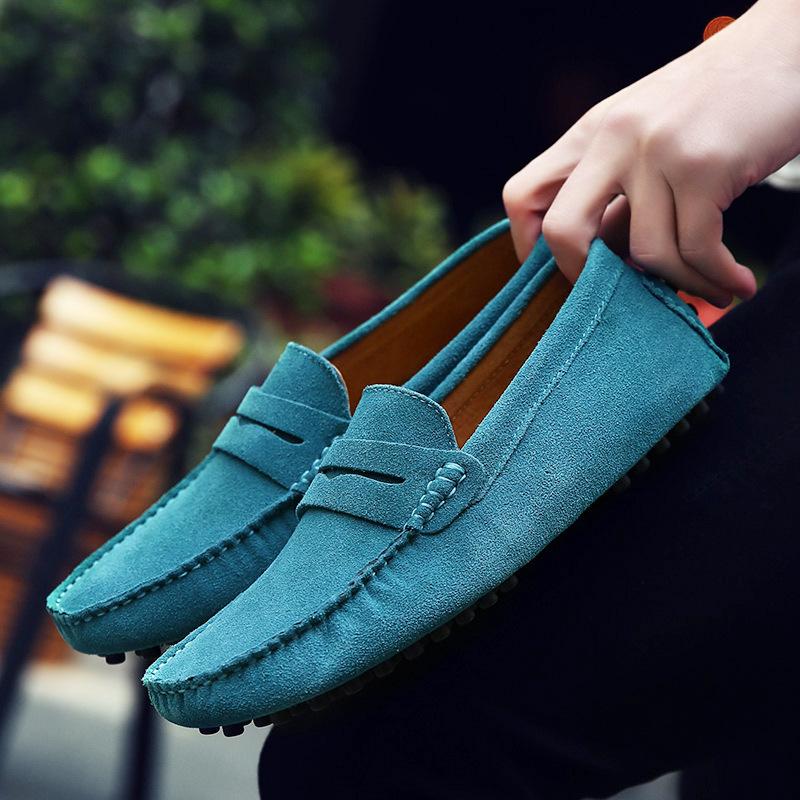 Spring leather men's Doudou shoes, purely hand-stitched soft-soled men's leather shoes, leather men's shoes driving shoes