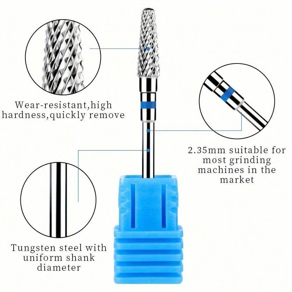 1/5pcs Tungsten Carbide Cone-Shaped Nail Drill Bit - High-Precision Cuticle Remover for Electric Nail File and Cuticle Cleaning Tools