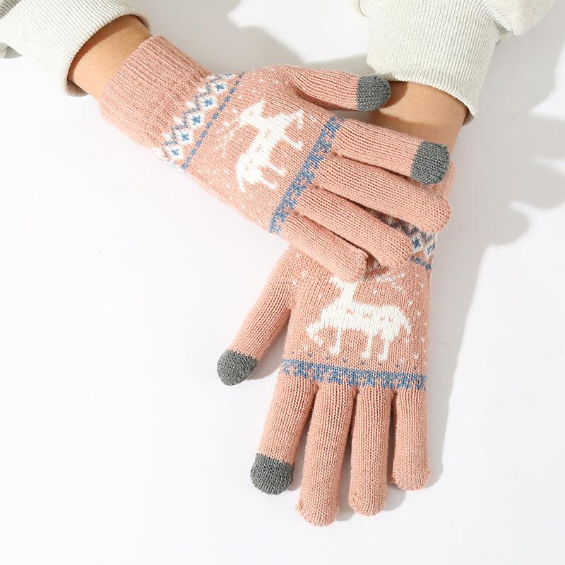 Updated gloves cute deer velvet thickened cold and warm riding