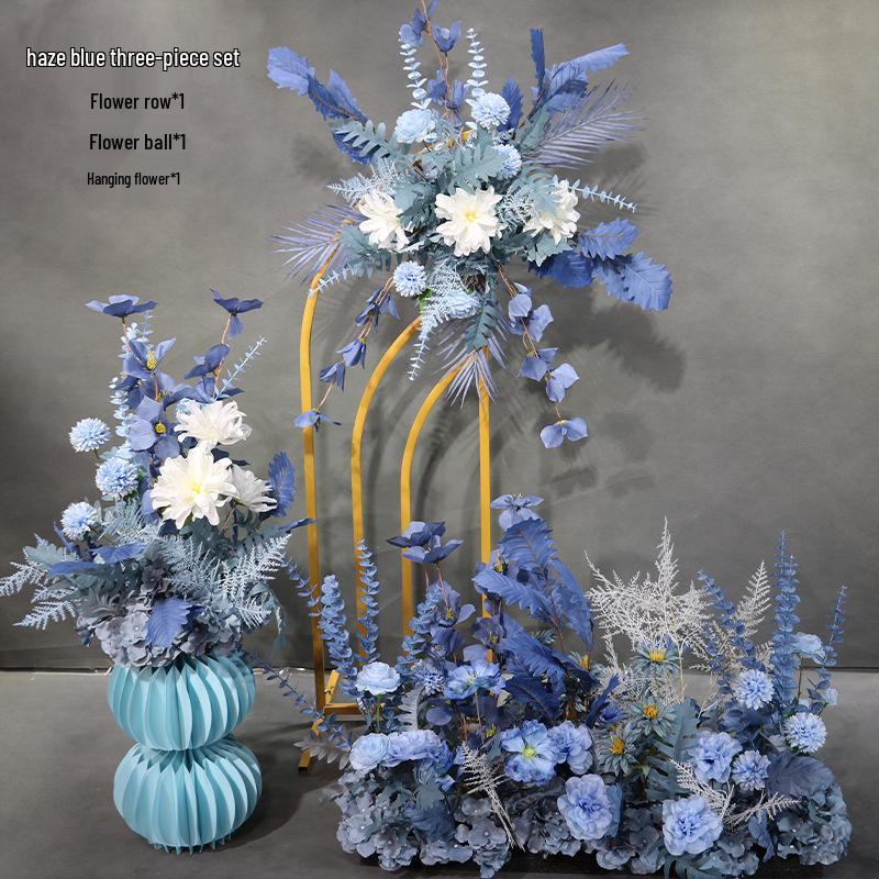 Champagne Aisle Flower Row for Chinese Wedding Stage Decor - Artificial Wedding Flowers