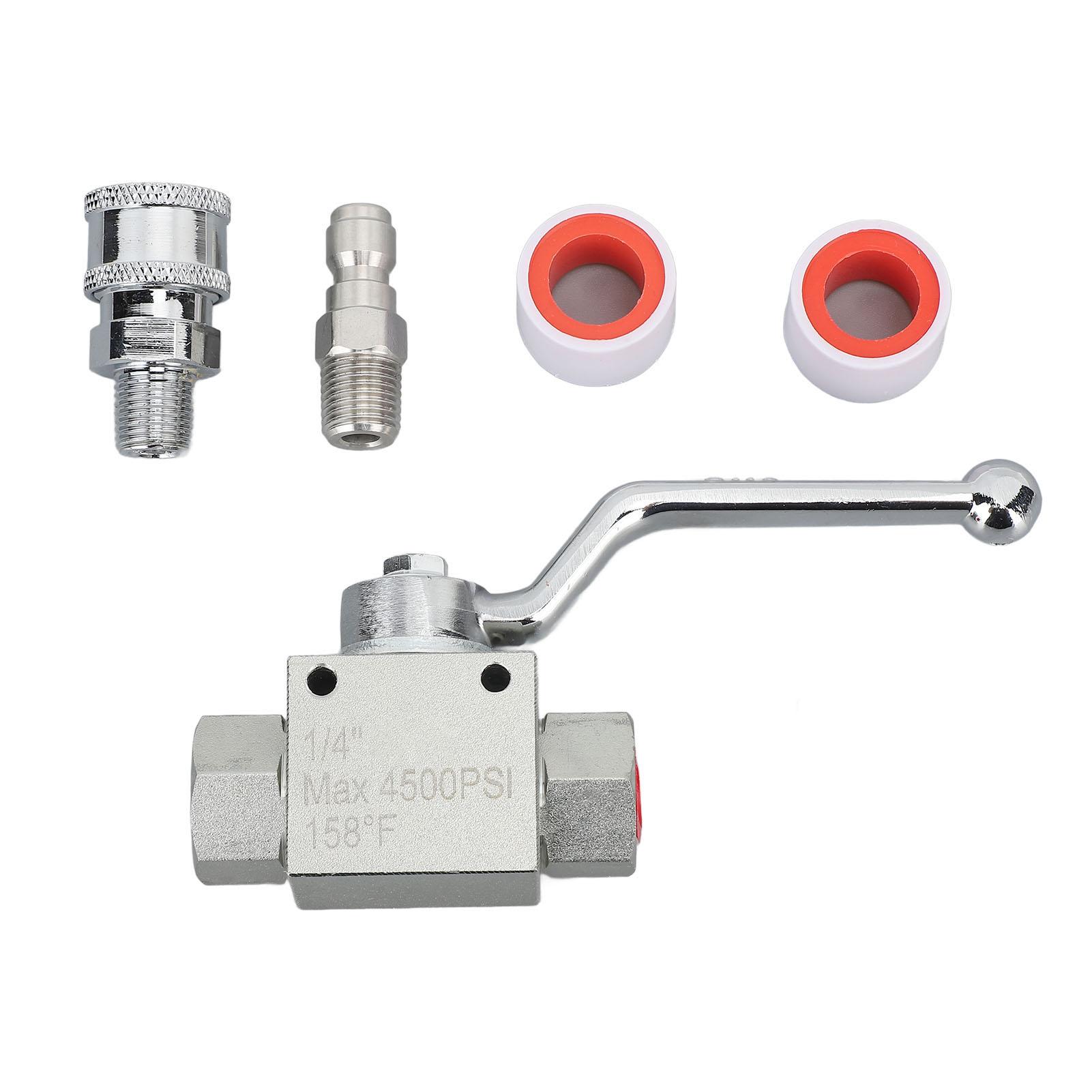

Pressure Washer Ball Valve Kit Stainless Steel Quick Connect Fittings 4500 PSI Hose Accessories