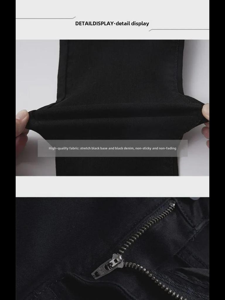 Women's Black High-Waist Slim Fit Elastic Pencil Jeans - 2022 Spring Collection