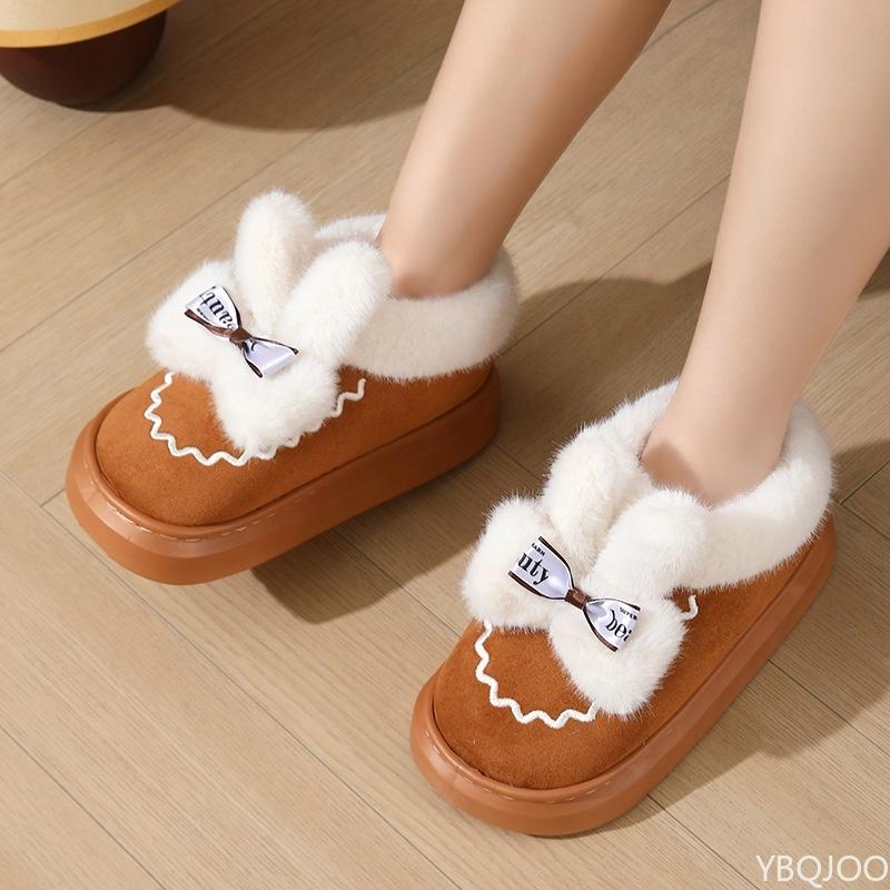 Fashion Fashionable Versatile Slippers Women Winter New Casual Minimalist Comfortable Snow Cotton Shoes Thick Soles Plush Women Shoes