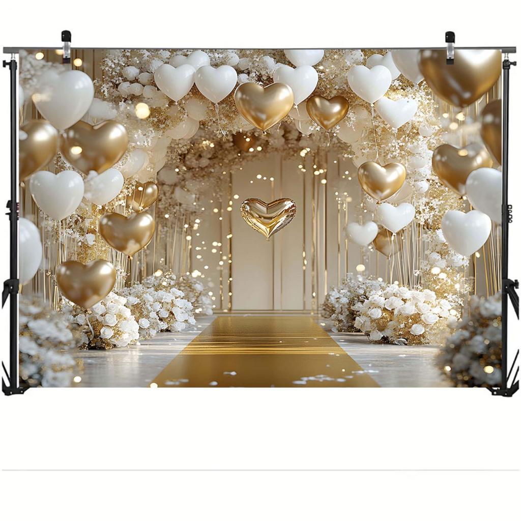 Ebene, ein großflächiger, eleganter floraler Ballonbogen-Hintergrund, geeignet für Hochzeiten und Babypartys