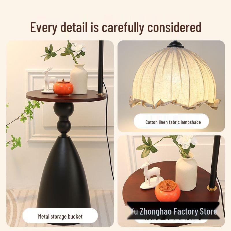 American Retro Floor Lamp with Display Shelf - Living Room Decor & Bedside Table Lamp