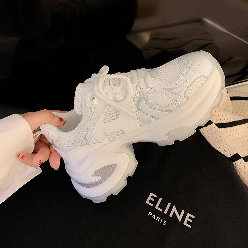 Grape Mother Same Summer Fashionable Lace-up Casual Sports Shoes Breathable Mesh Thick Sole Heightening Dad Shoes Women