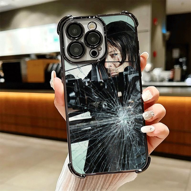 The Walking Dead Daryl Dixon Plating Phone Case For Iphone 16 17 Pro Max Air 16E 14 15 Plus 12 13 Mini Anti-Fall Airabag Cover