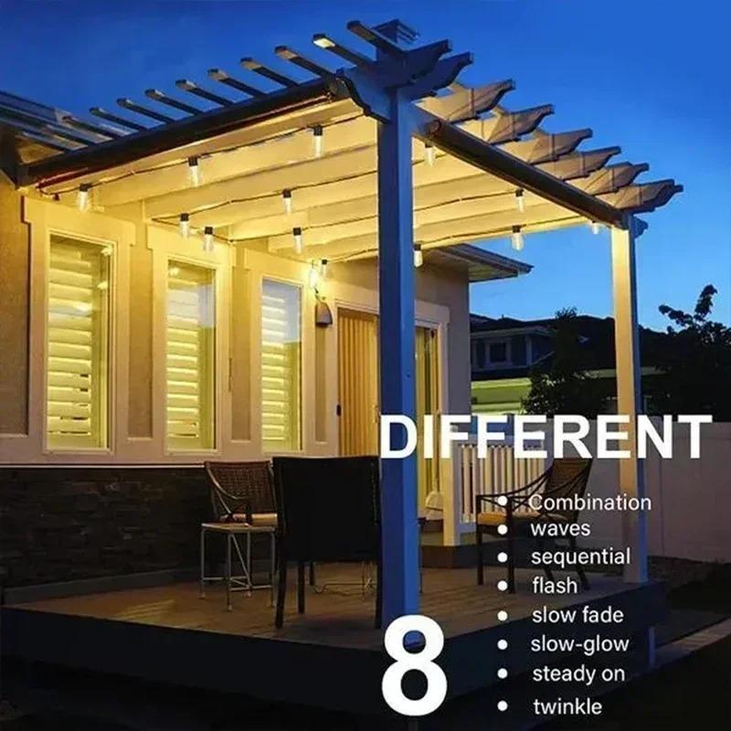 Outdoor Solar String Lights LED IP65 Waterproof Edison Bulb Retro Vintage Christmas Garland Garden Party Decoration Fairy Lamp