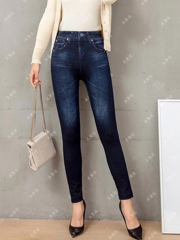 

Женские леггинсы скинни из модала стрейч с высокой посадкой - Весна/Осень Имитация денима One Size