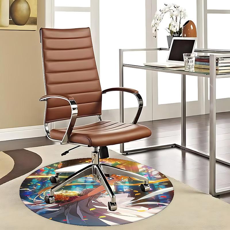

1pc Anime Cartoon Design Round Carpet - Office Chair Mat, Non-Slip Rug for Home Decor, Living Room, Bedroom, Game Room & Dormitory, Suitable for All S 80cm by 80cm