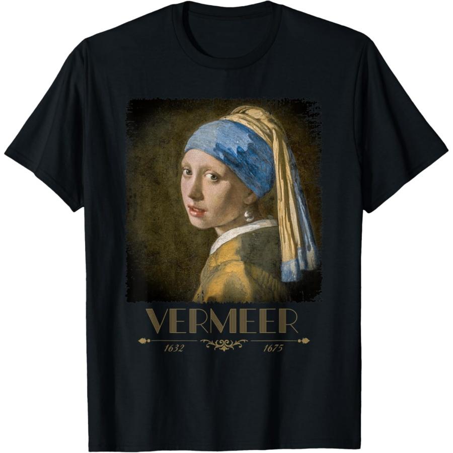 Jan Vermeer Pearl Earring Girl Baroque Painting Cool Art T-Shirt XXXXXL чёрный